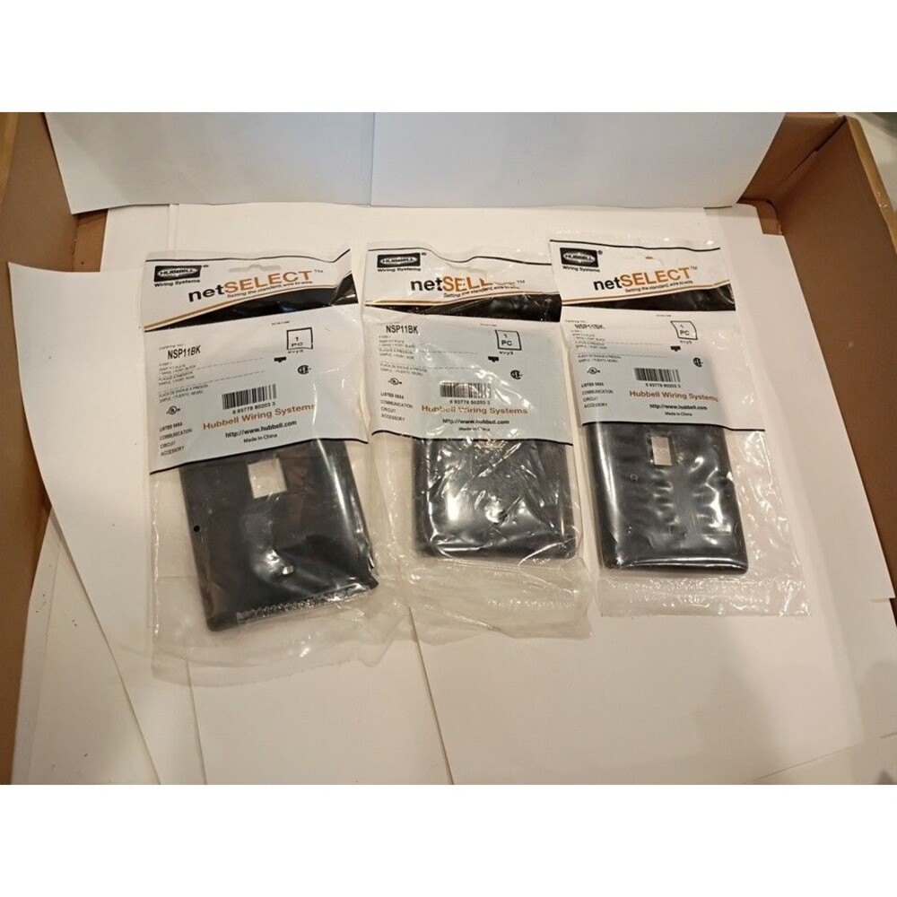 Lot Of Five Hubbell NSP11BK Black 1-Gang 1-Port Flame-Retardant ABS Cover Plate